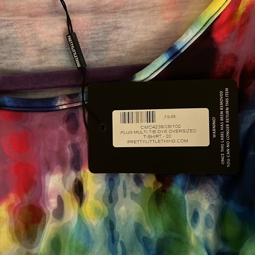 PrettyLittleThing UNISEX Multi Tie Dye Oversized T-shirt Size XL - Picture 4 of 6
